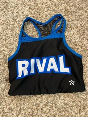 Women's Black & Blue Sports Swim Top